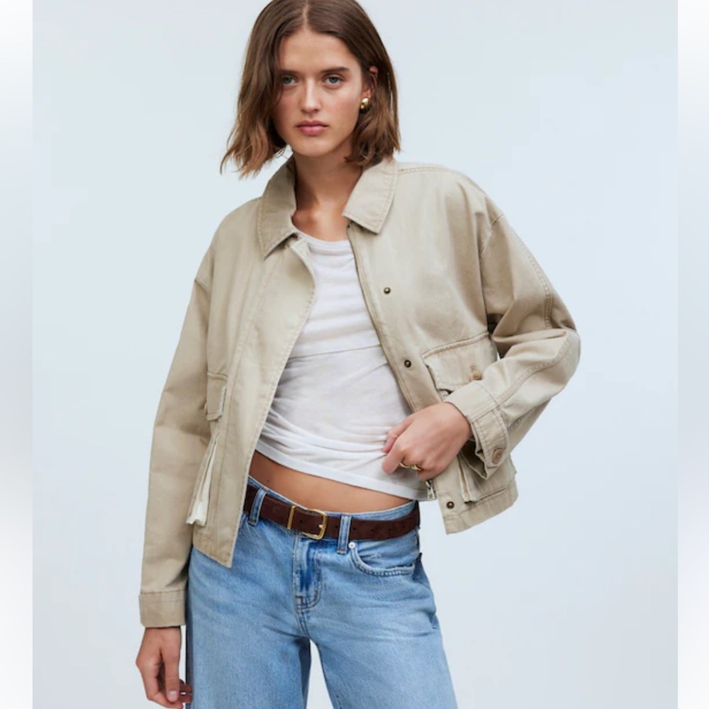 Madewell cropped Cargo jacket in Dark Oat XXL NWOT